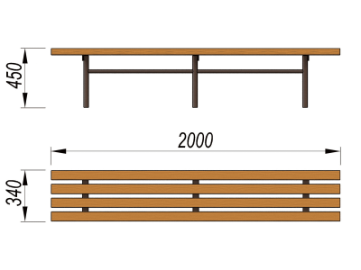Двухметровая лавочка без спинки 2 м МАФ 1602 в Архангельске