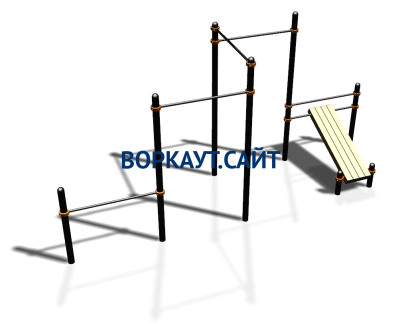 Воркаут комплекс разноуровневых турников со скамьей для пресса ВС-37 в Архангельске