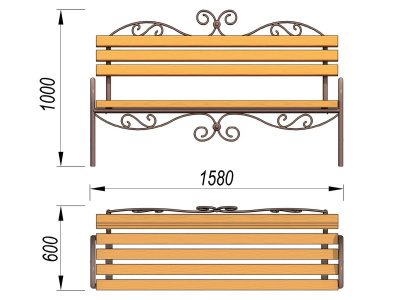 Лавочка кованная МАФ 1606 в Архангельске