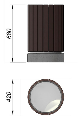 Урна деревянная круглая с бетонным основанием МАФ 1632 в Архангельске