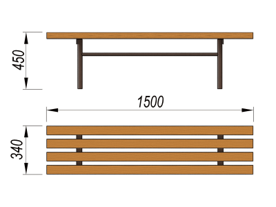Лавочка без спинки МАФ 1601 в Архангельске