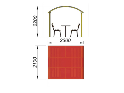 Стол и лавки под навесом МАФ 4005 в Архангельске