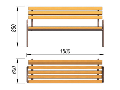 Парковая лавочка со спинкой МАФ 1605 в Архангельске